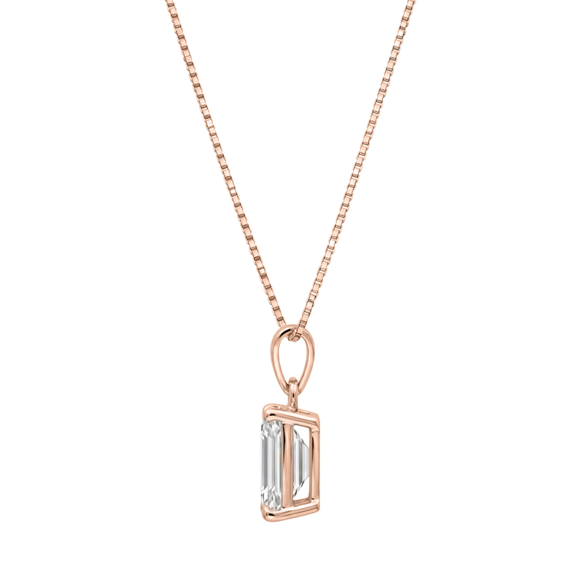 Lab-Grown Diamond Emerald-Cut Solitaire Pendant Necklace in 14K White Gold or 14K Yellow Gold