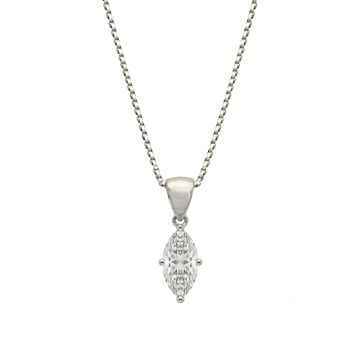 Lab-Grown Diamond Marquise Solitaire Pendant Necklace in 14K White Gold or 14K Yellow Gold