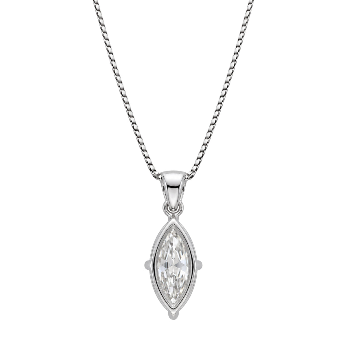 Lab-Grown Diamond Marquise Solitaire Pendant Necklace in 14K White Gold or 14K Yellow Gold