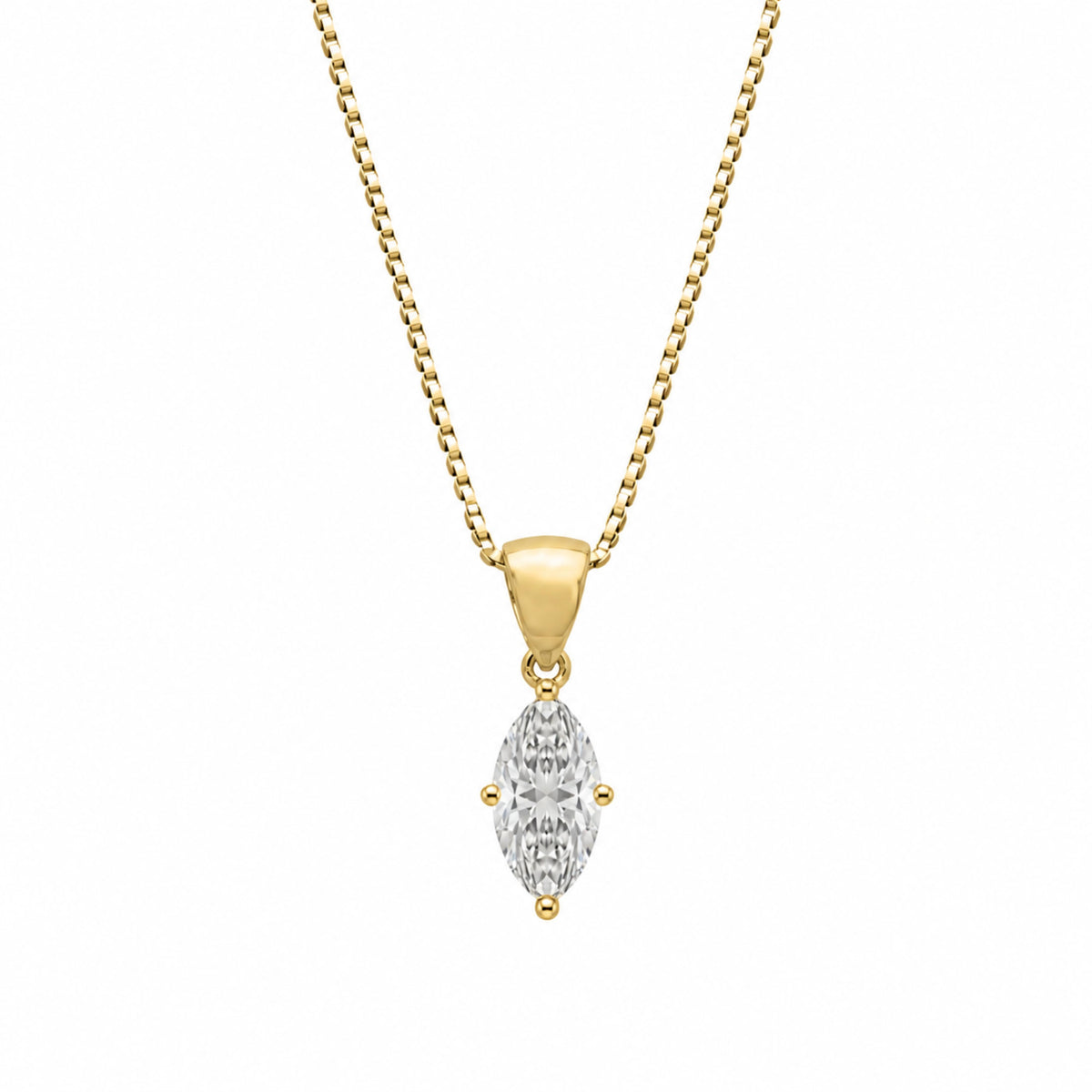 Lab-Grown Diamond Marquise Solitaire Pendant Necklace in 14K White Gold or 14K Yellow Gold