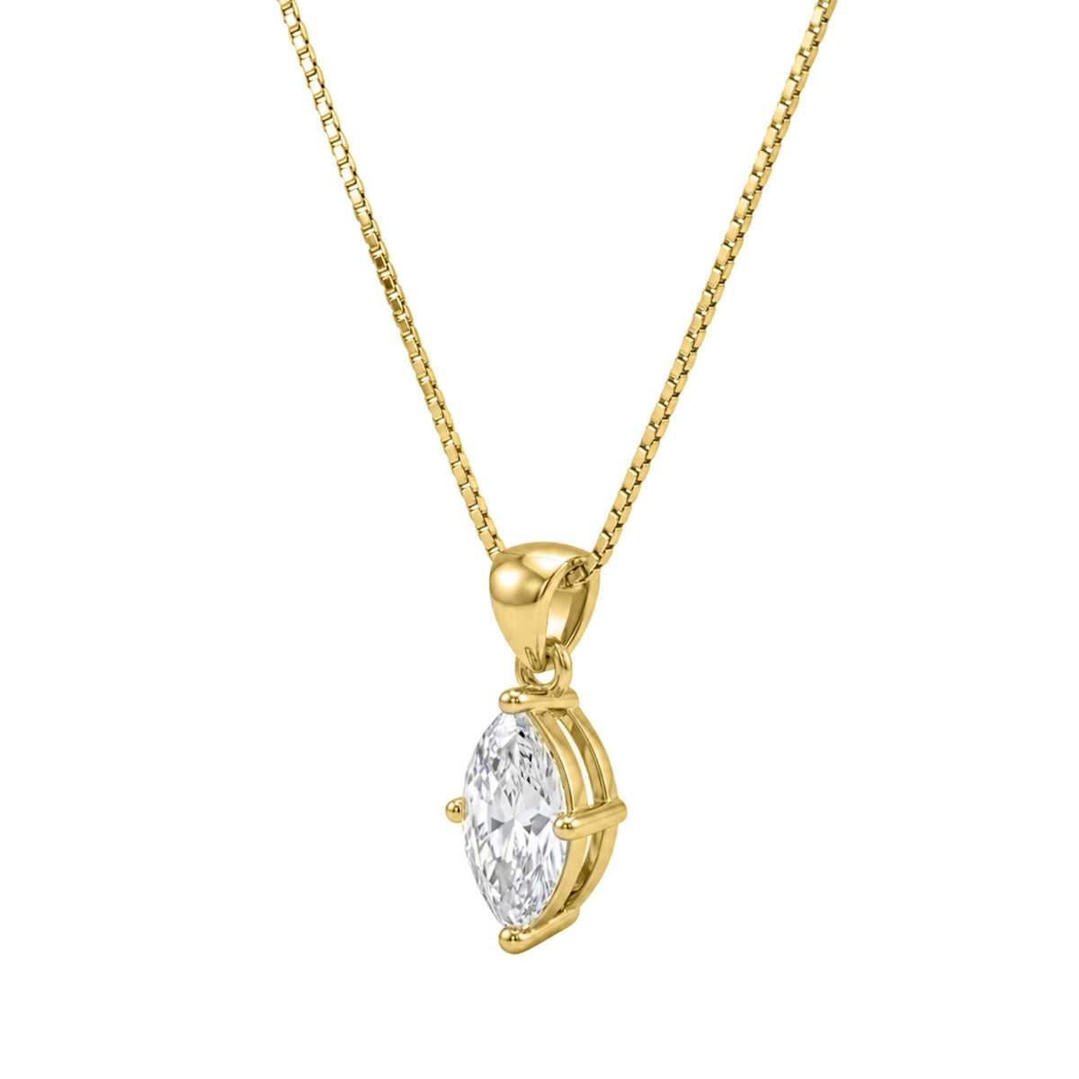 Lab-Grown Diamond Marquise Solitaire Pendant Necklace in 14K White Gold or 14K Yellow Gold