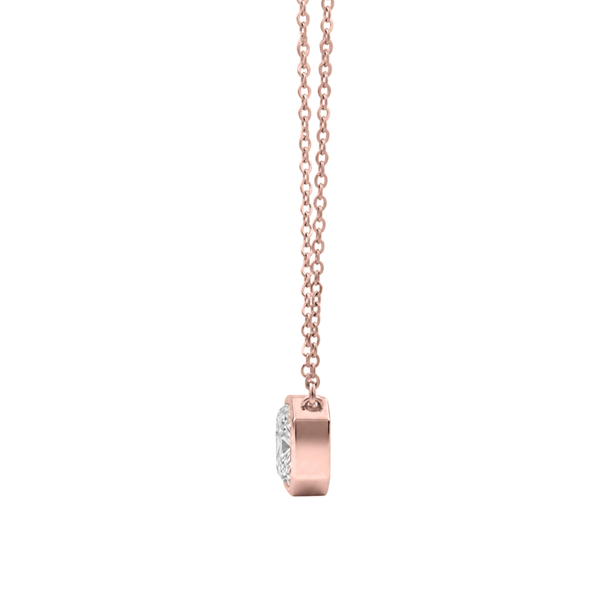Lab-Grown Diamond Radiant Solitaire Bezel Pendant Necklace in 14K White Gold or 14K Yellow Gold