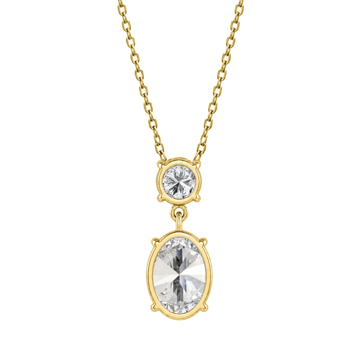 Lab-Grown Diamond Two-Stone Drop Pendant Necklace in 14K White Gold or 14K Yellow Gold