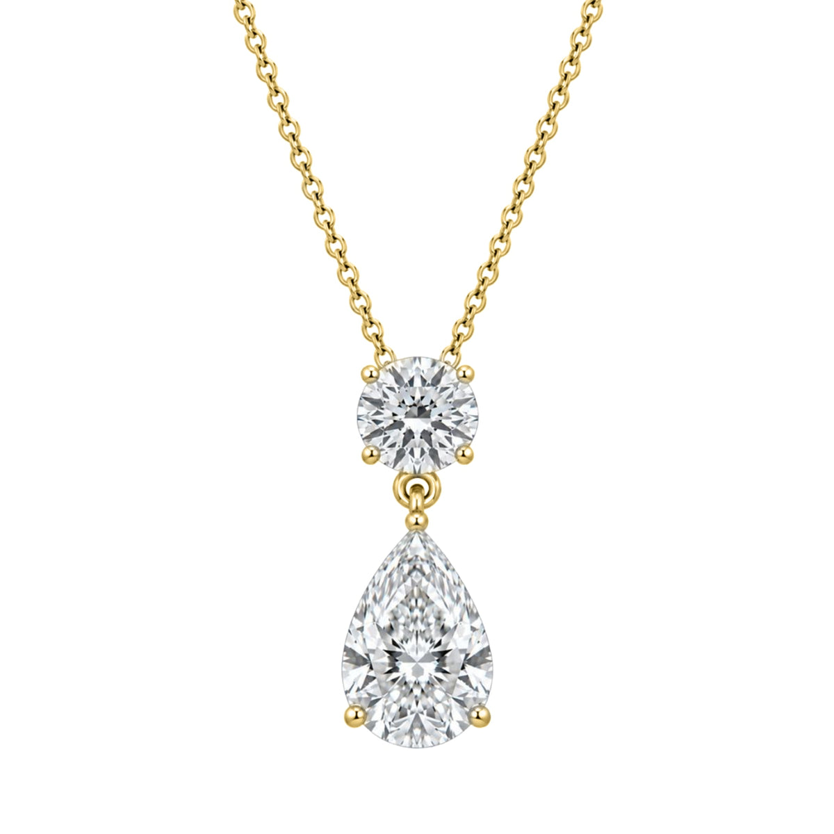 Lab-Grown Diamond Two-Stone Drop Pendant Necklace in 14K White Gold or 14K Yellow Gold