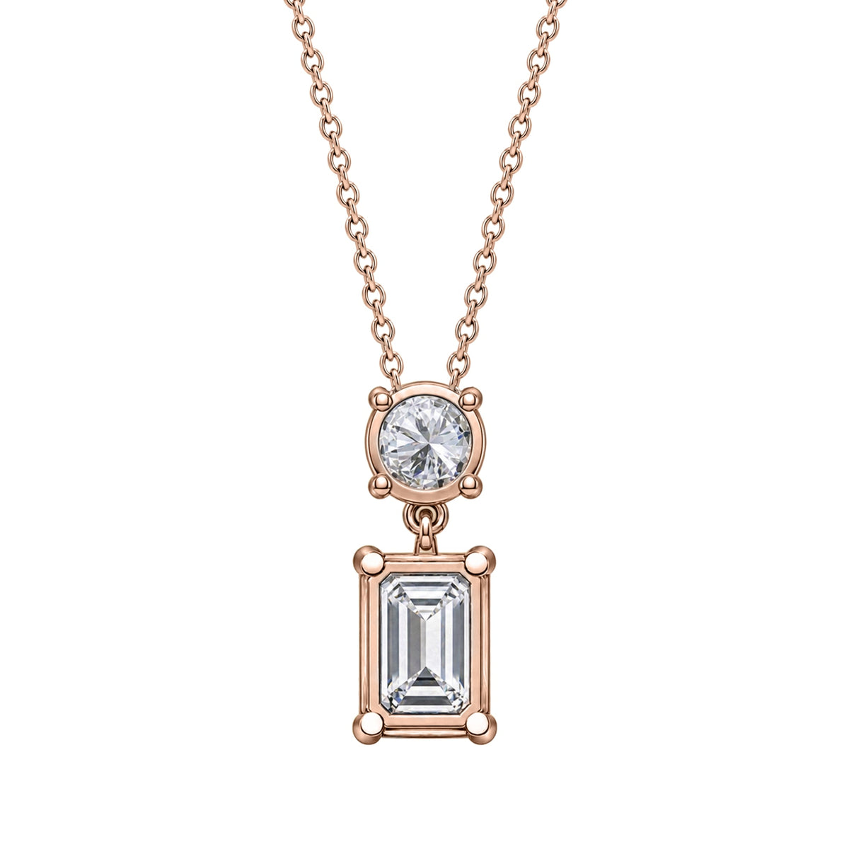 Lab-Grown Diamond Two-Stone Drop Pendant Necklace in 14K White Gold or 14K Yellow Gold
