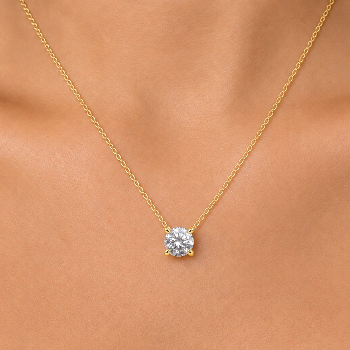 Lab-Grown Diamond Solitaire Pendant Necklace in 14K White Gold or 14K Yellow Gold