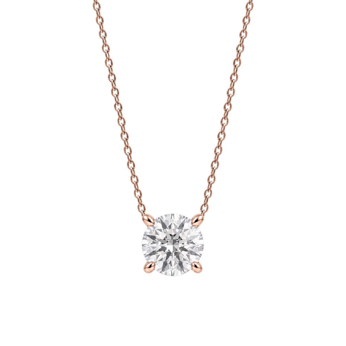 Lab-Grown Diamond Solitaire Pendant Necklace in 14K White Gold or 14K Yellow Gold