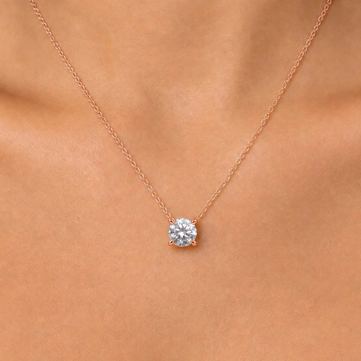 Lab-Grown Diamond Solitaire Pendant Necklace in 14K White Gold or 14K Yellow Gold