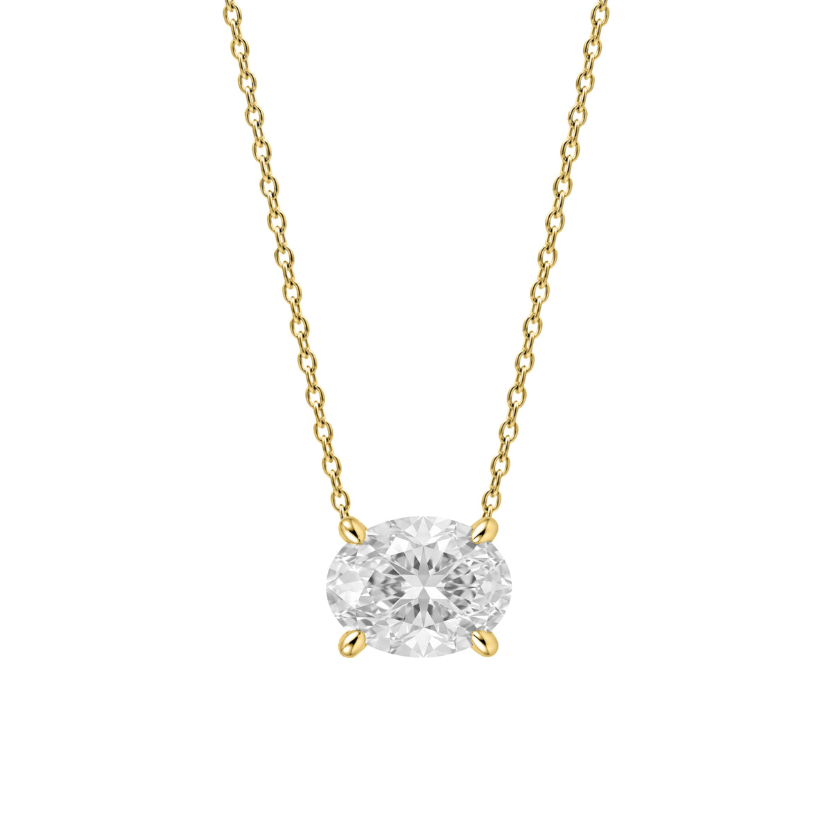 Lab-Grown Diamond Oval Solitaire Pendant Necklace in 14K White Gold or 14K Yellow Gold