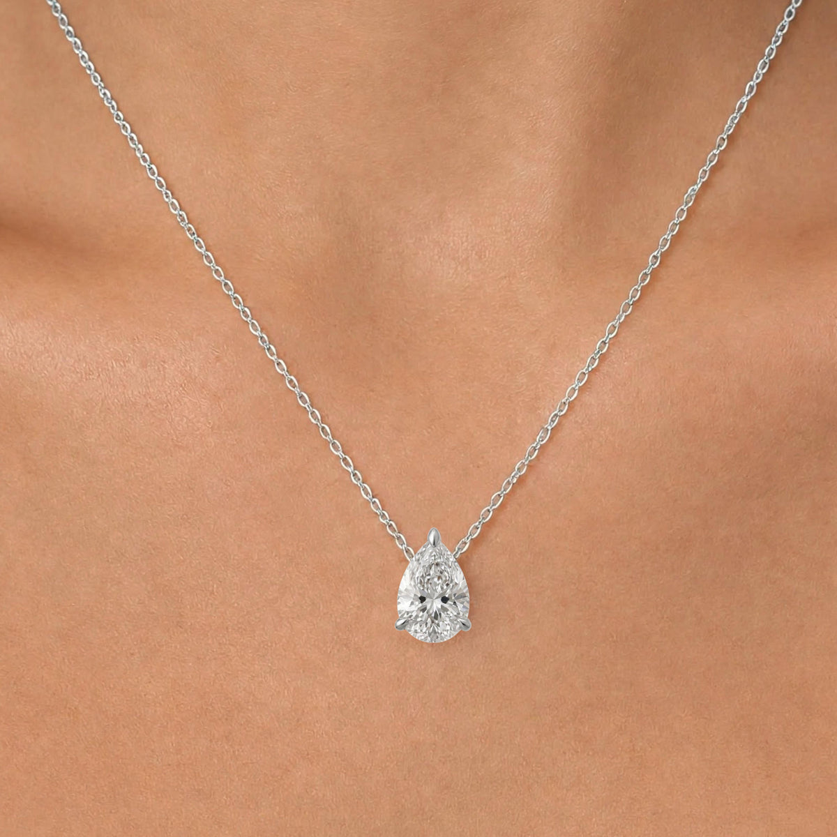 Lab-Grown Diamond Solitaire Pendant Necklace in 14K White Gold or 14K Yellow Gold