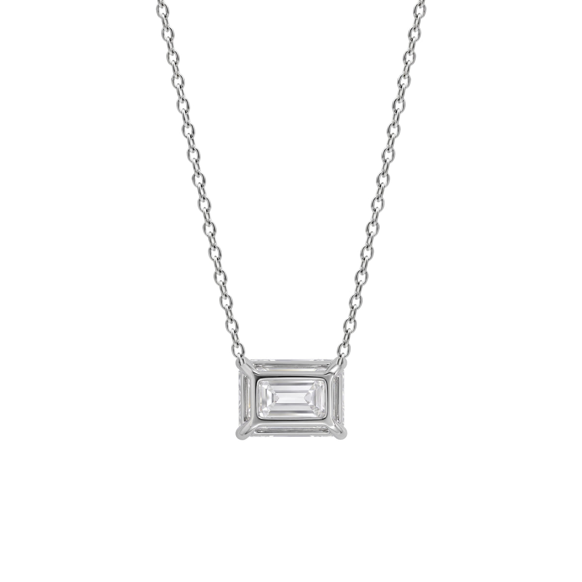 Lab-Grown Diamond Emerald-Cut Solitaire Pendant Necklace in 14K White Gold or 14K Yellow Gold