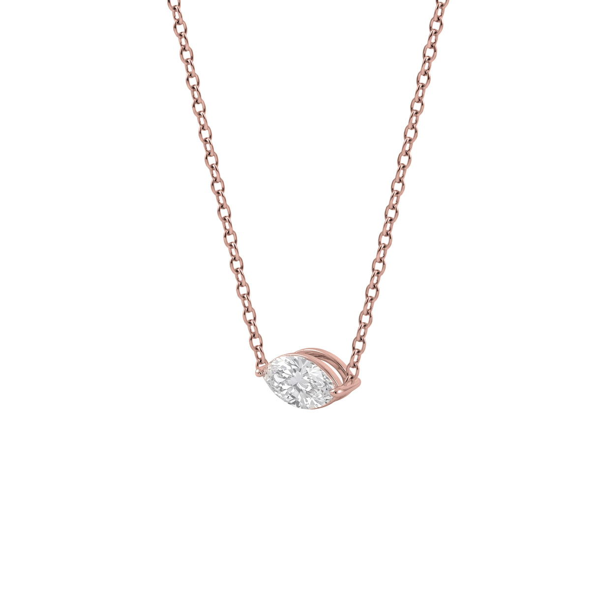 Lab-Grown Diamond Marquise Solitaire Pendant Necklace in 14K White Gold or 14K Yellow Gold
