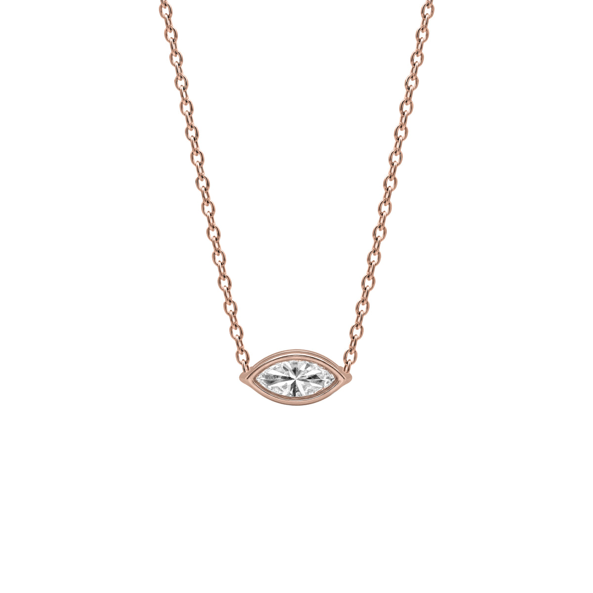 Lab-Grown Diamond Marquise Solitaire Pendant Necklace in 14K White Gold or 14K Yellow Gold