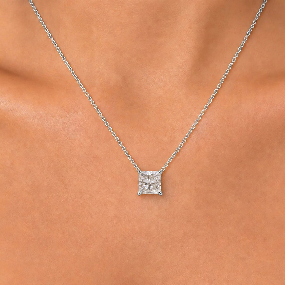Lab-Grown Diamond Solitaire Pendant Necklace in 14K White Gold or 14K Yellow Gold
