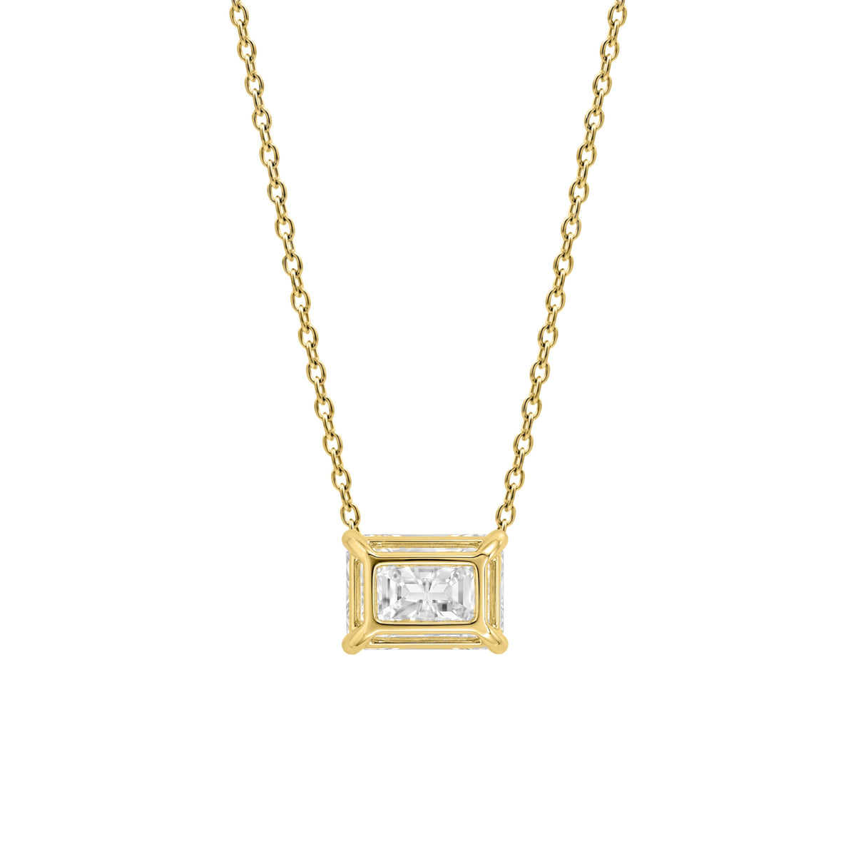 Lab-Grown Diamond Radiant Solitaire Pendant Necklace in 14K White Gold or 14K Yellow Gold