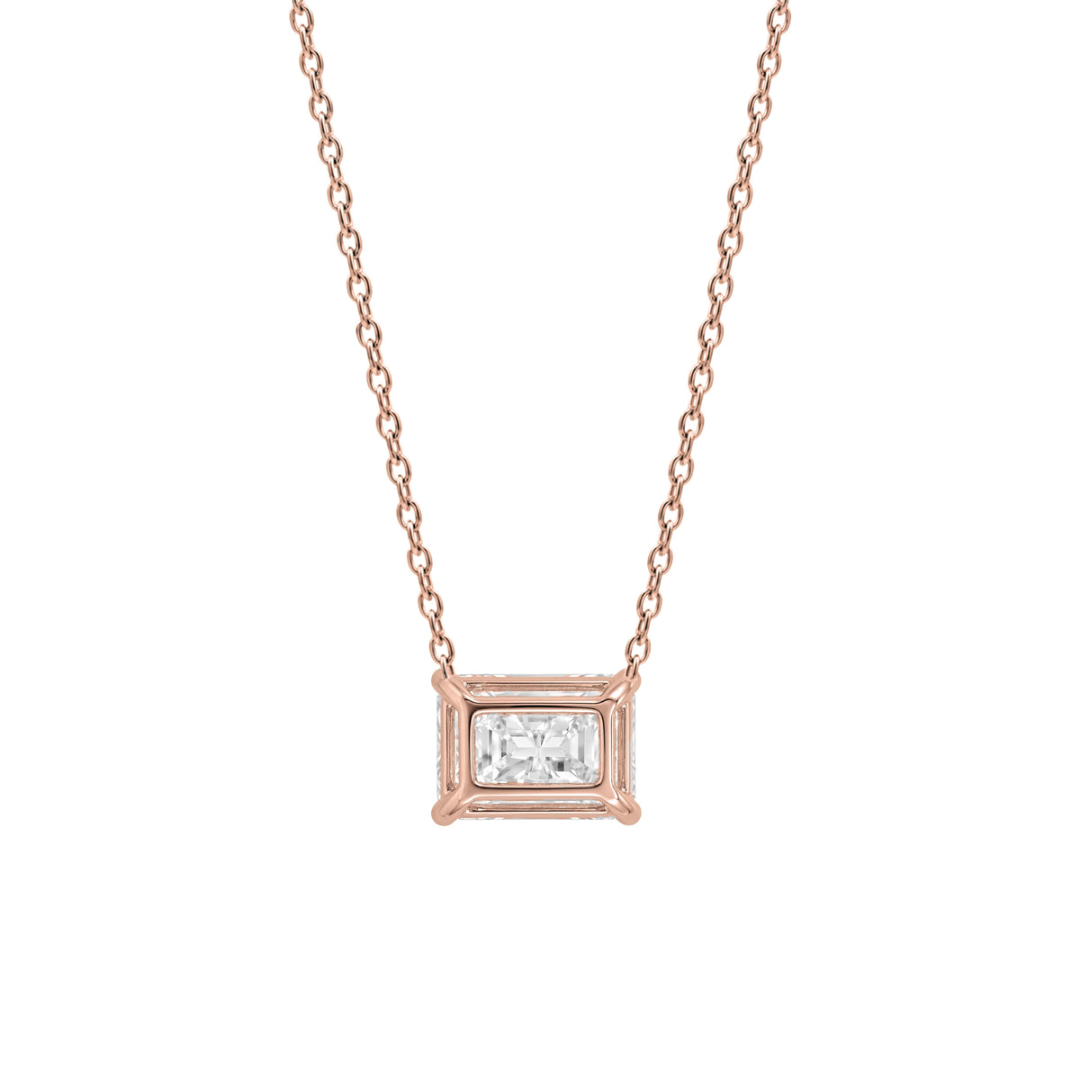 Lab-Grown Diamond Radiant Solitaire Pendant Necklace in 14K White Gold or 14K Yellow Gold