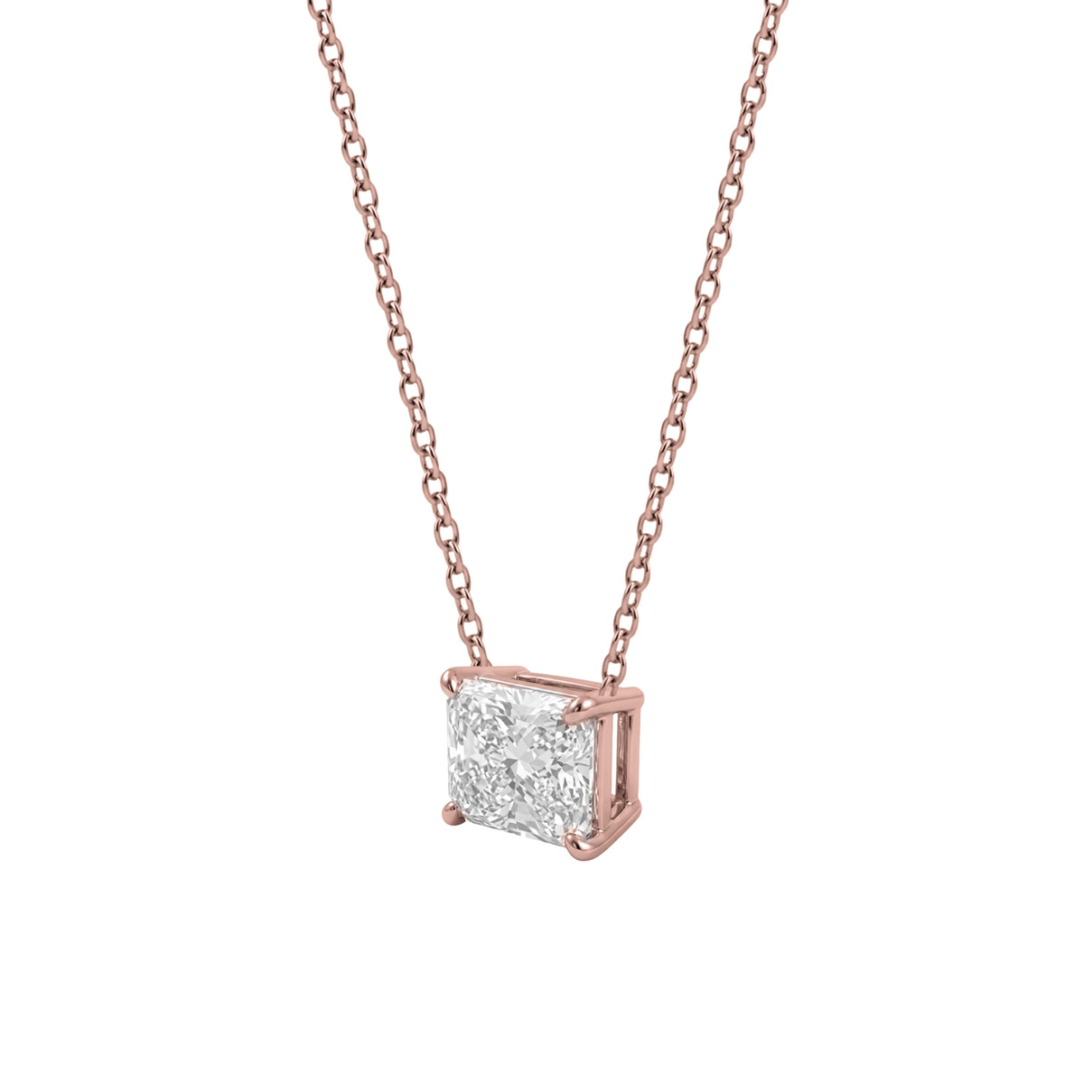 Lab-Grown Diamond Radiant Solitaire Pendant Necklace in 14K White Gold or 14K Yellow Gold