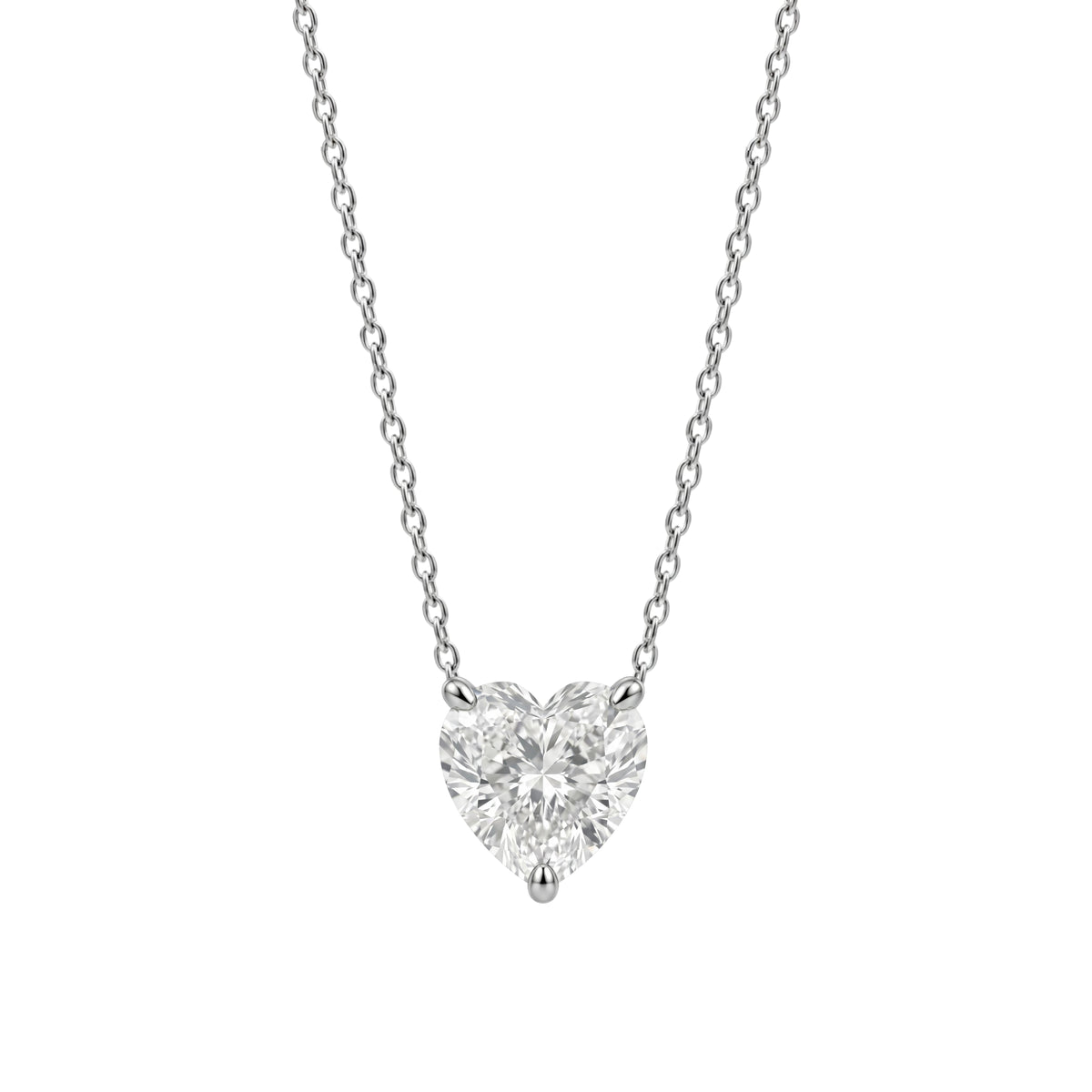 Lab-Grown Diamond Heart Solitaire Pendant Necklace in 14K White Gold or 14K Yellow Gold