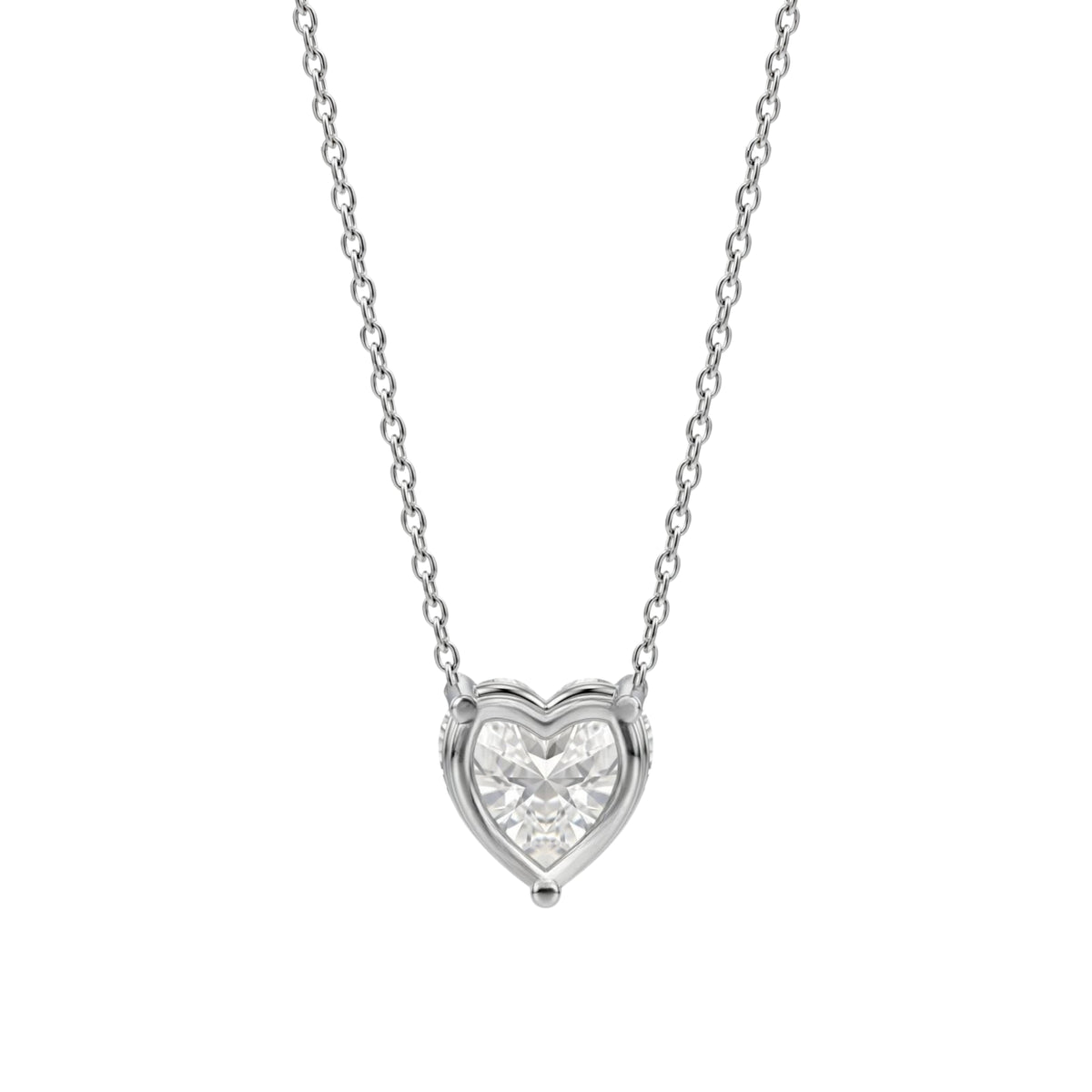 Lab-Grown Diamond Heart Solitaire Pendant Necklace in 14K White Gold or 14K Yellow Gold