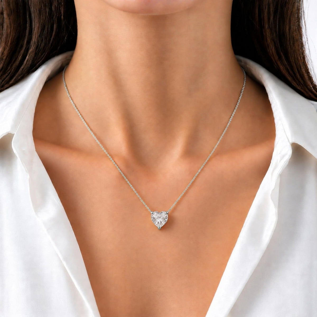 Lab-Grown Diamond Solitaire Pendant Necklace in 14K White Gold or 14K Yellow Gold