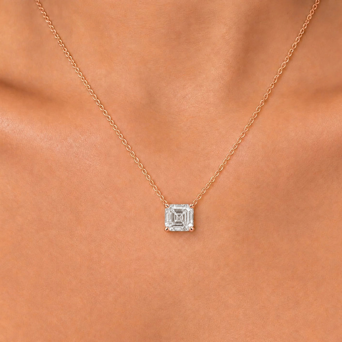 Lab-Grown Diamond Asscher Solitaire Pendant Necklace in 14K White Gold or 14K Yellow Gold