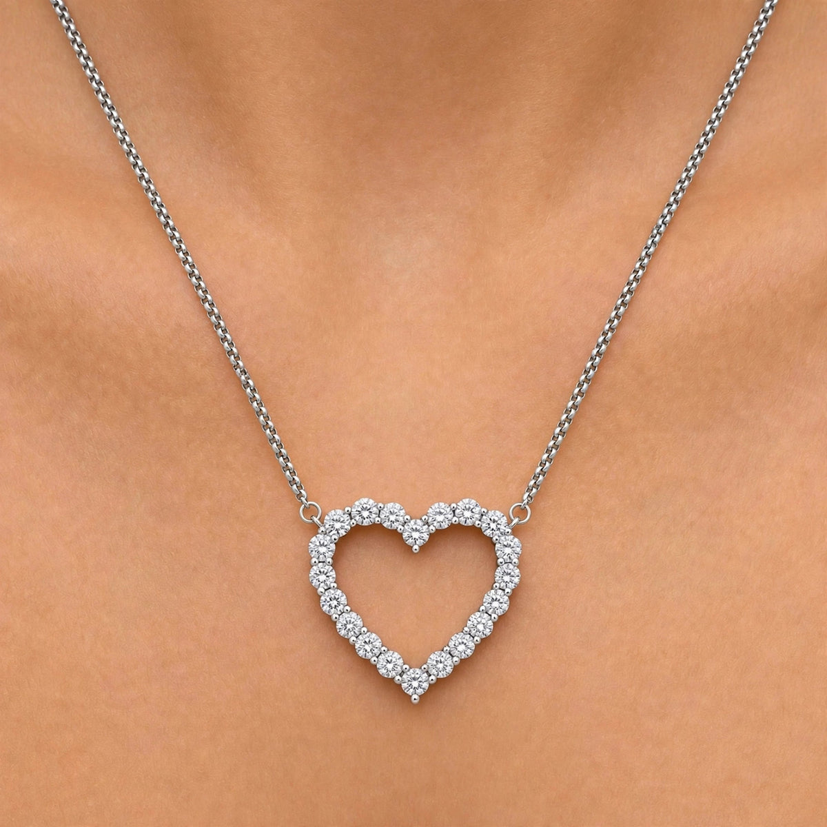 3 ct. T.W. Lab-Grown Diamond Round Heart Pendant Necklace in Sterling Silver or 14K Gold over Silver