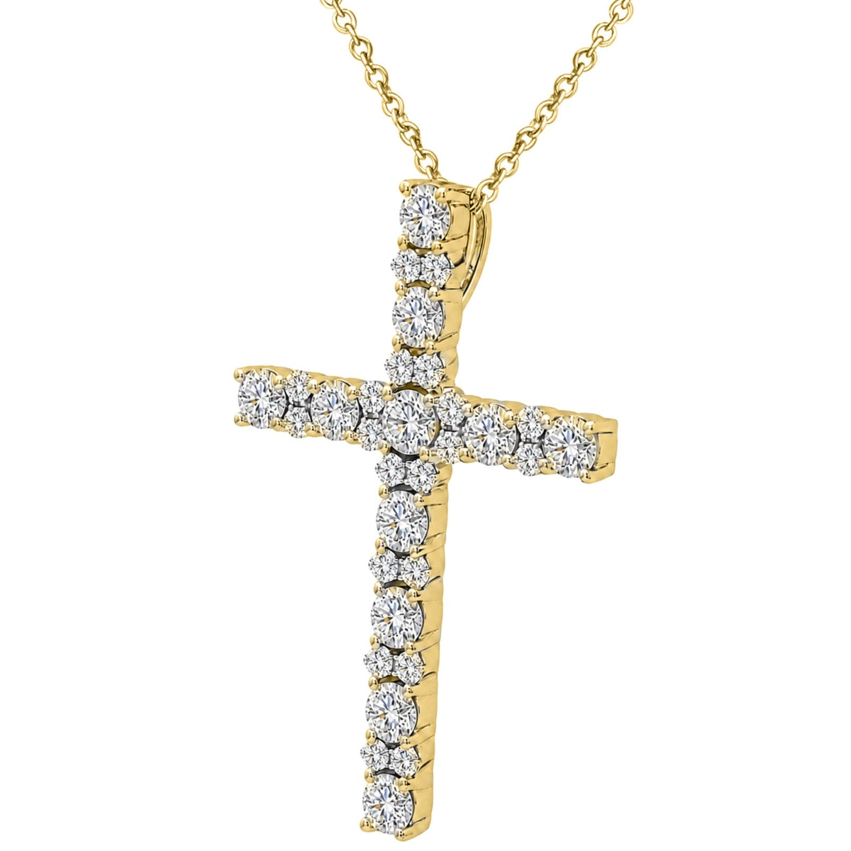 2 ct. T.W. Lab-Grown Diamond Round Cross Pendant Necklace in Sterling Silver or 14K Gold over Silver