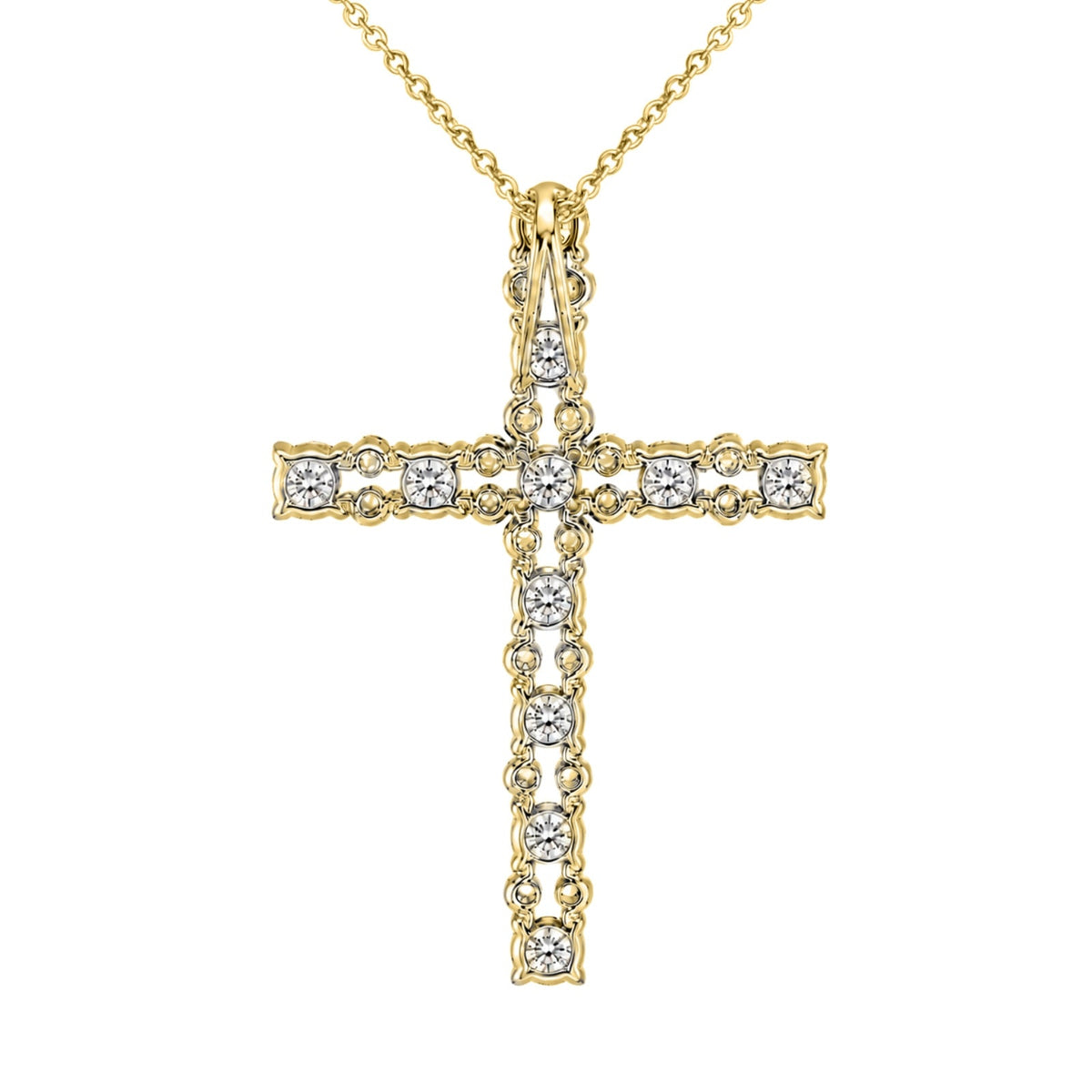 2 ct. T.W. Lab-Grown Diamond Round Cross Pendant Necklace in Sterling Silver or 14K Gold over Silver