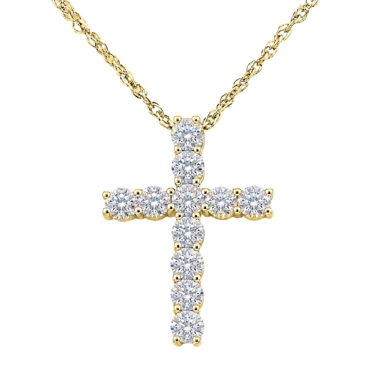 1 ct. T.W. Lab-Grown Diamond Round Cross Pendant Necklace in Sterling Silver or 14K Gold over Silver