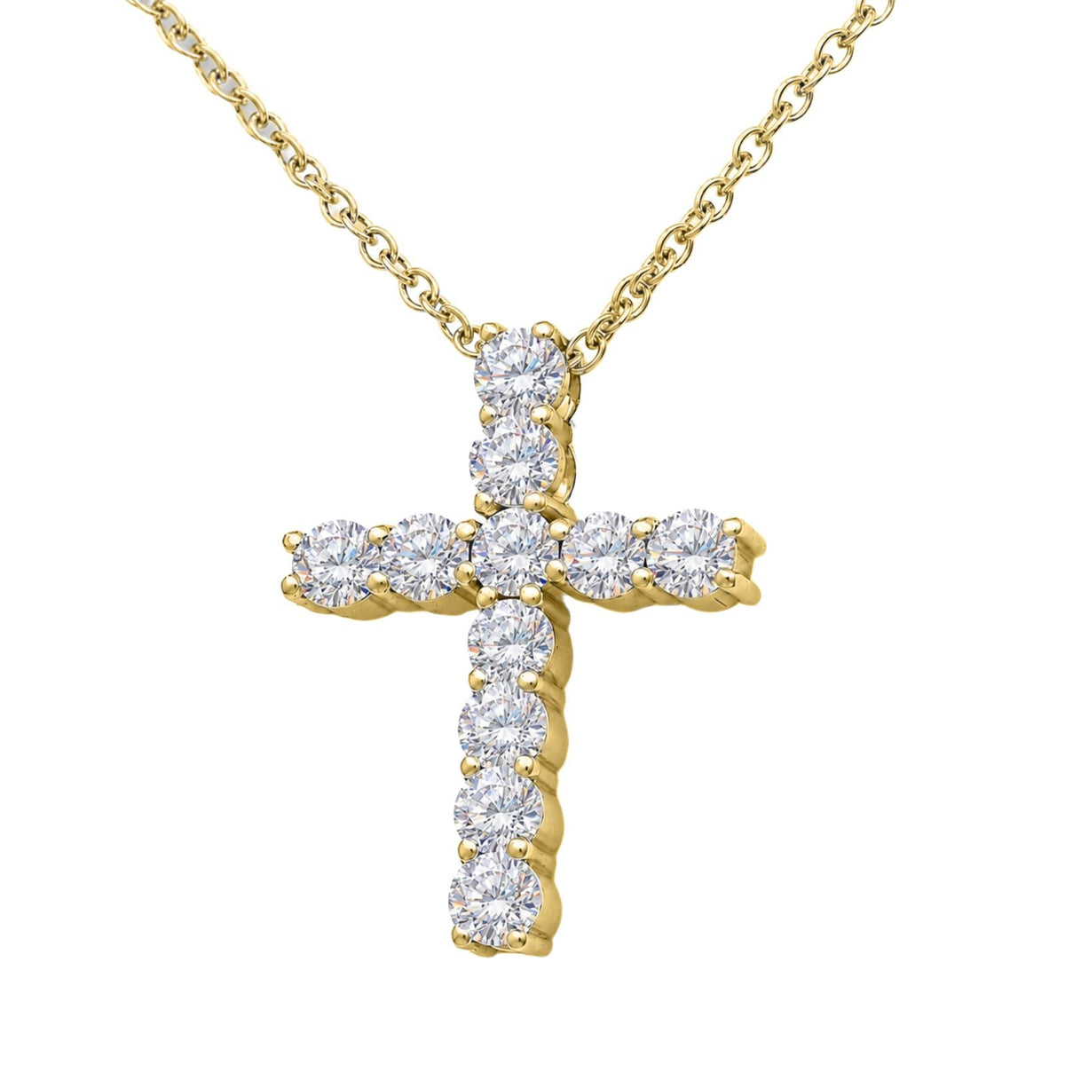 1 ct. T.W. Lab-Grown Diamond Round Cross Pendant Necklace in Sterling Silver or 14K Gold over Silver