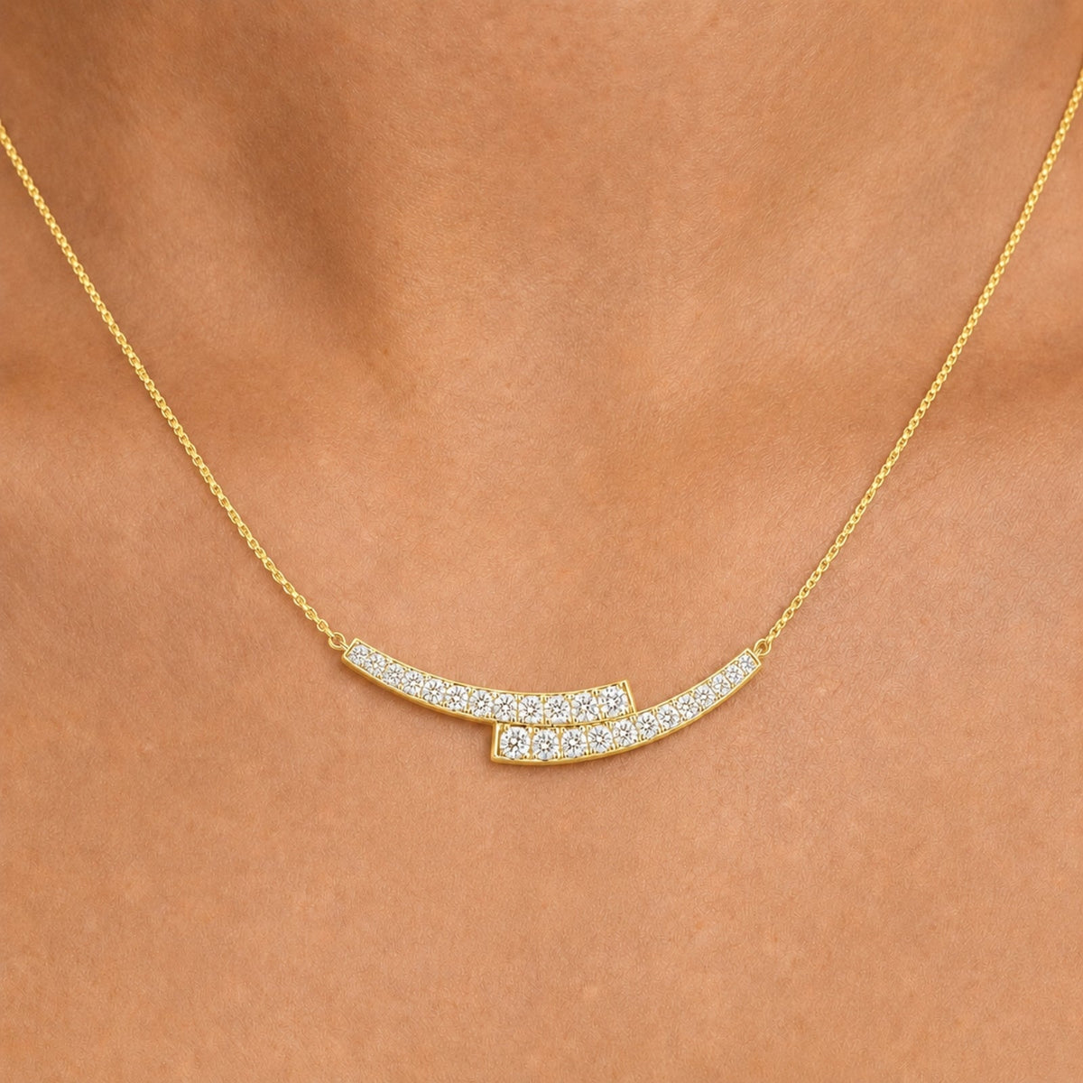2 ct. T.W. Lab-Grown Diamond Round Smile Necklace in Sterling Silver or 14K Gold over Silver