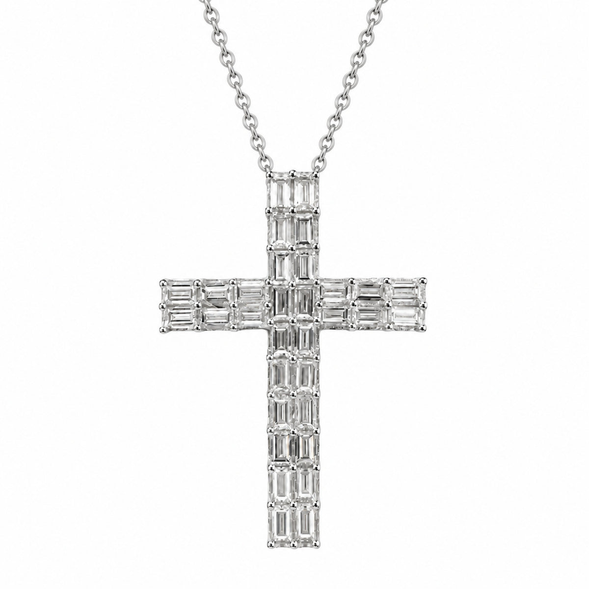 1 ct. T.W. Lab-Grown Diamond Round Cross Pendant Necklace in Sterling Silver or 14K Gold over Silver