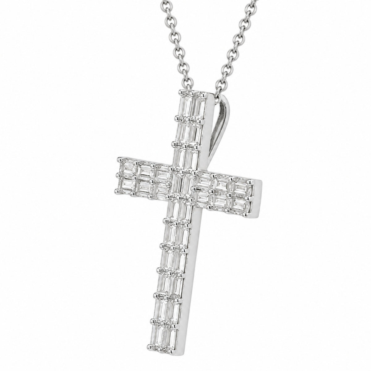1 ct. T.W. Lab-Grown Diamond Round Cross Pendant Necklace in Sterling Silver or 14K Gold over Silver