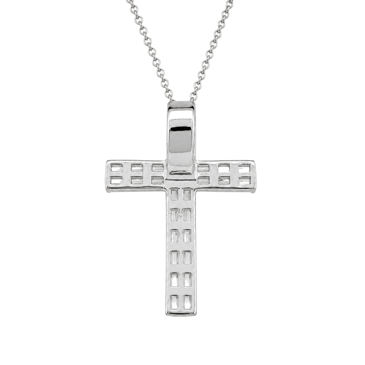 1 ct. T.W. Lab-Grown Diamond Round Cross Pendant Necklace in Sterling Silver or 14K Gold over Silver