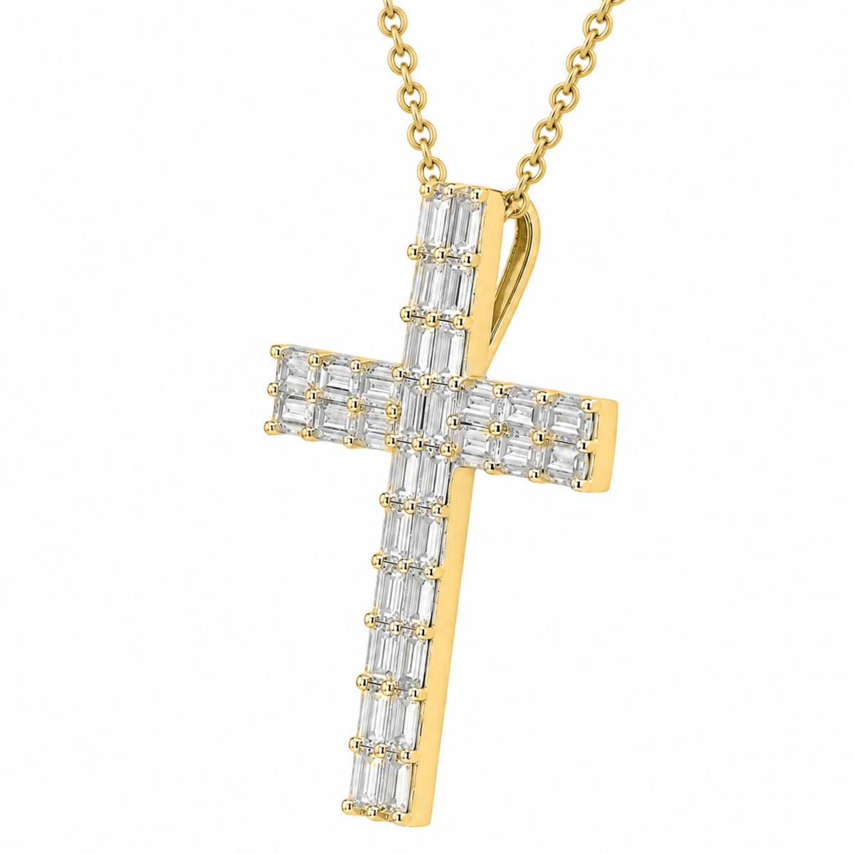 1 ct. T.W. Lab-Grown Diamond Round Cross Pendant Necklace in Sterling Silver or 14K Gold over Silver