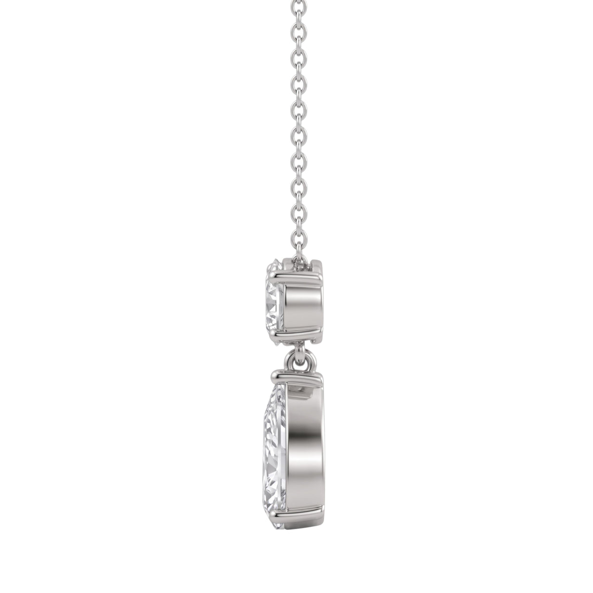 Lab-Grown Diamond Round-Pear 2 Stone Pendant in 14K White Gold or 14K Yellow Gold