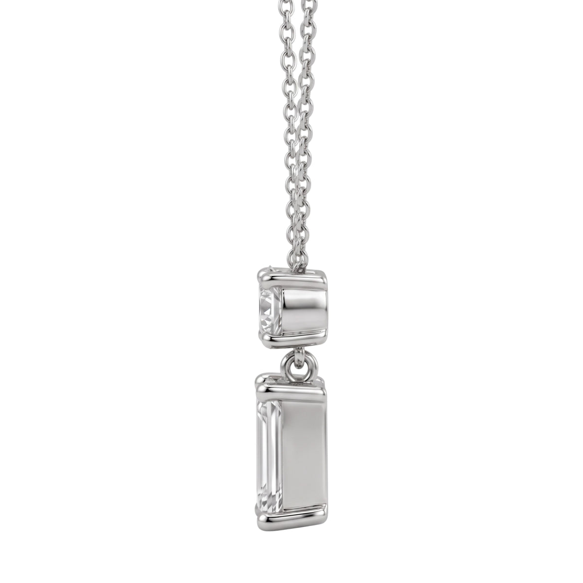 Lab-Grown Diamond Two-Stone Drop Pendant Necklace in 14K White Gold or 14K Yellow Gold