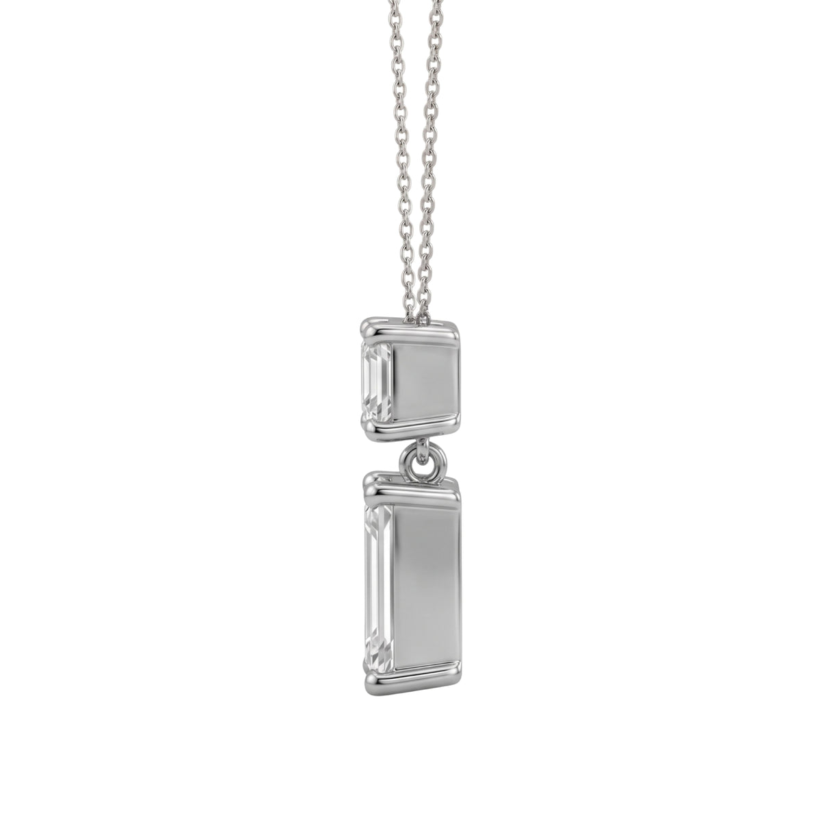 Lab-Grown Diamond Round-Asscher 2 Stone Pendant in 14K White Gold or 14K Yellow Gold