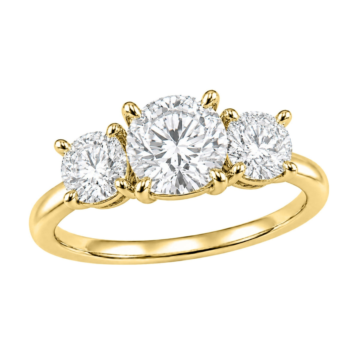 Lab-Grown Diamond Round Three-Stone Engagement Ring in 14K White Gold or 14K Yellow Gold