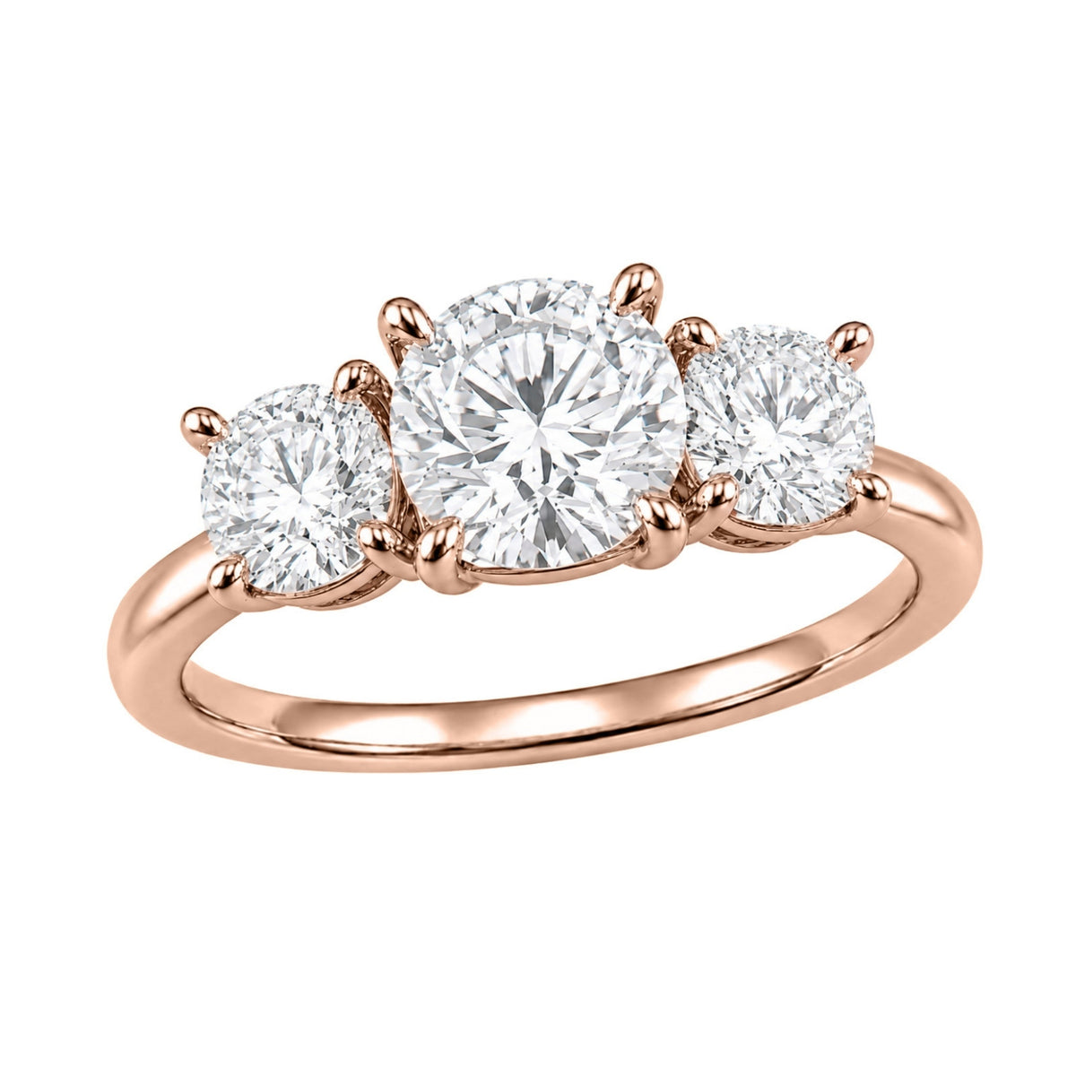 Lab-Grown Diamond Round Three-Stone Engagement Ring in 14K White Gold or 14K Yellow Gold