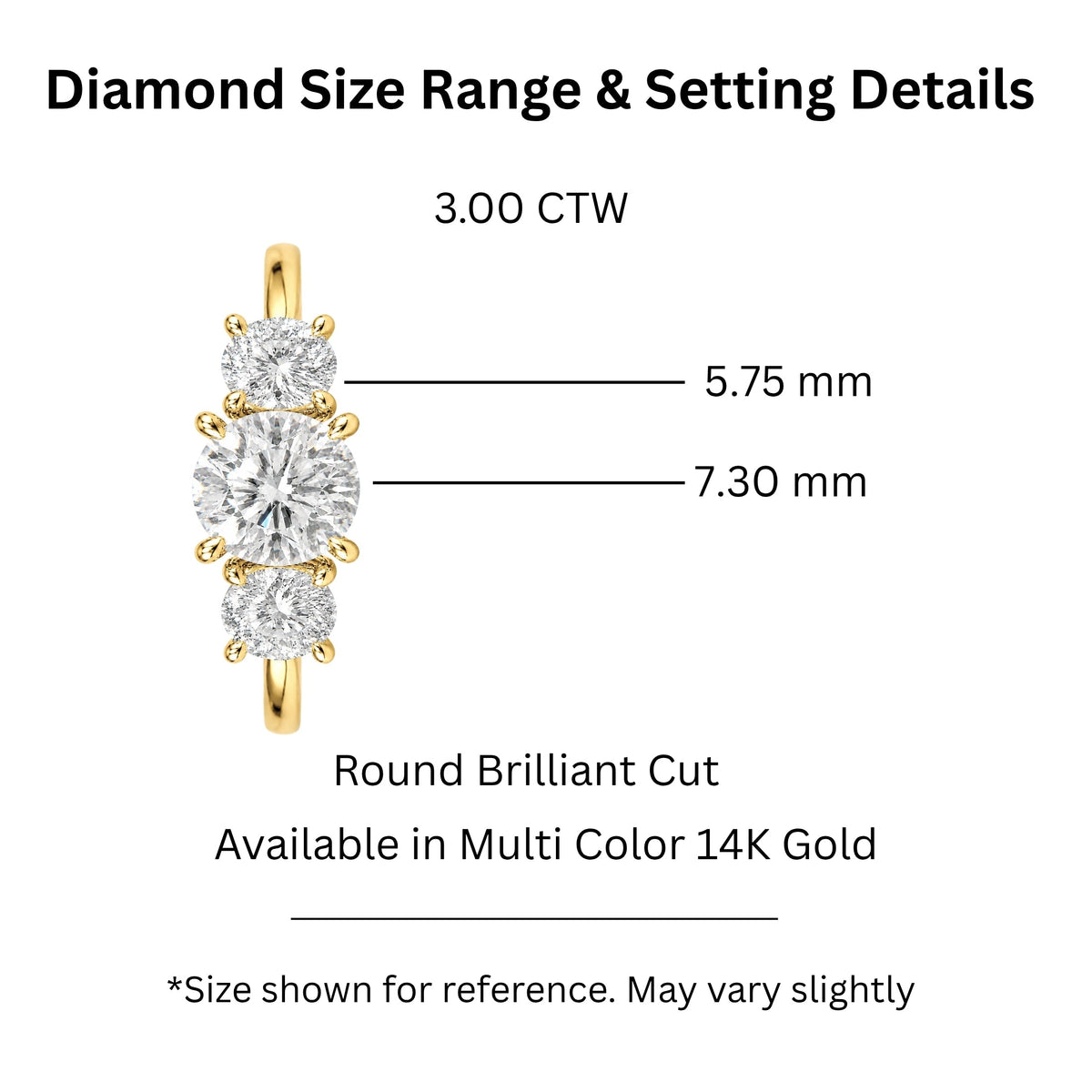 Lab-Grown Diamond Round Three-Stone Engagement Ring in 14K White Gold or 14K Yellow Gold