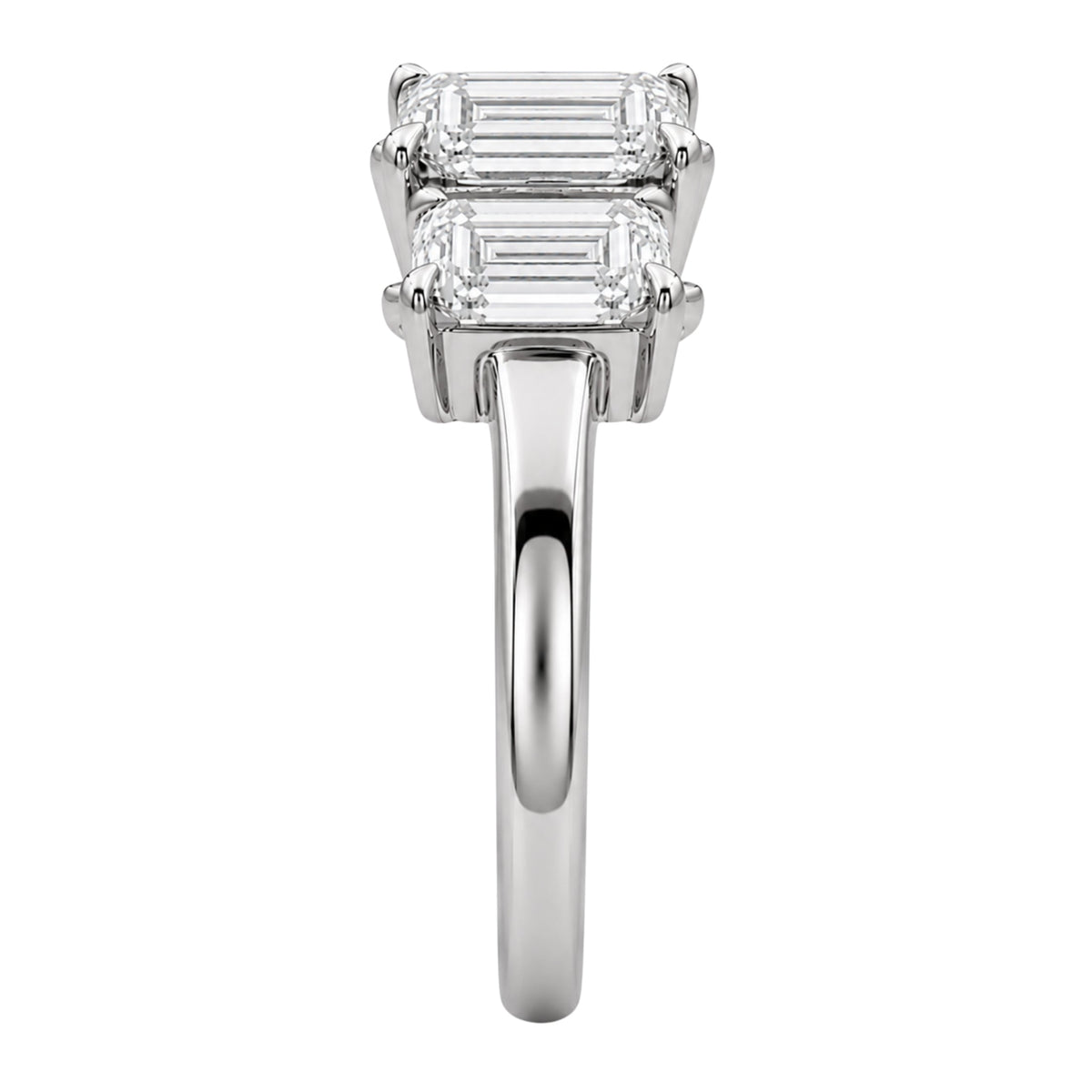 Lab-Grown Diamond Emerald-Cut Three-Stone Engagement Ring in 14K White Gold or 14K Yellow Gold
