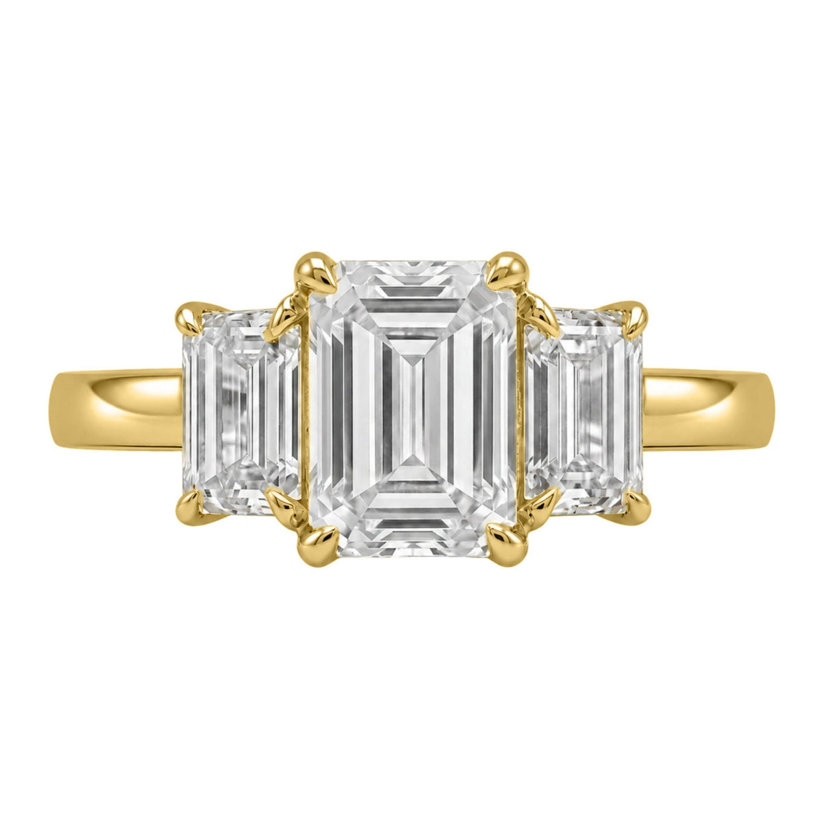 Lab-Grown Diamond Emerald-Cut Three-Stone Engagement Ring in 14K White Gold or 14K Yellow Gold