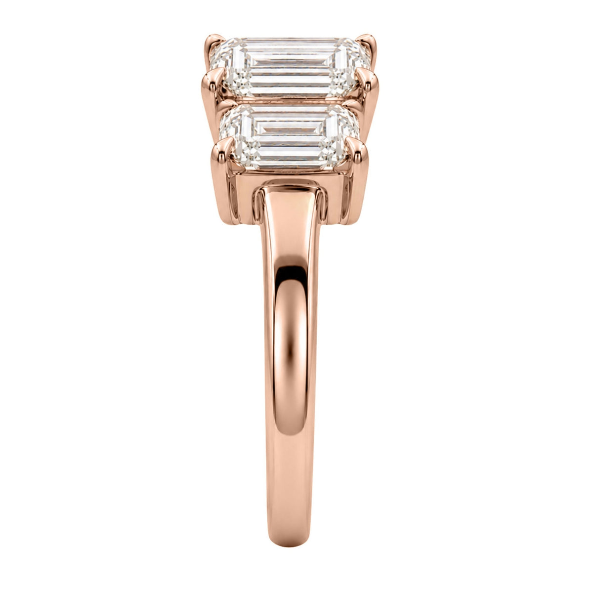 Lab-Grown Diamond Emerald-Cut Three-Stone Engagement Ring in 14K White Gold or 14K Yellow Gold