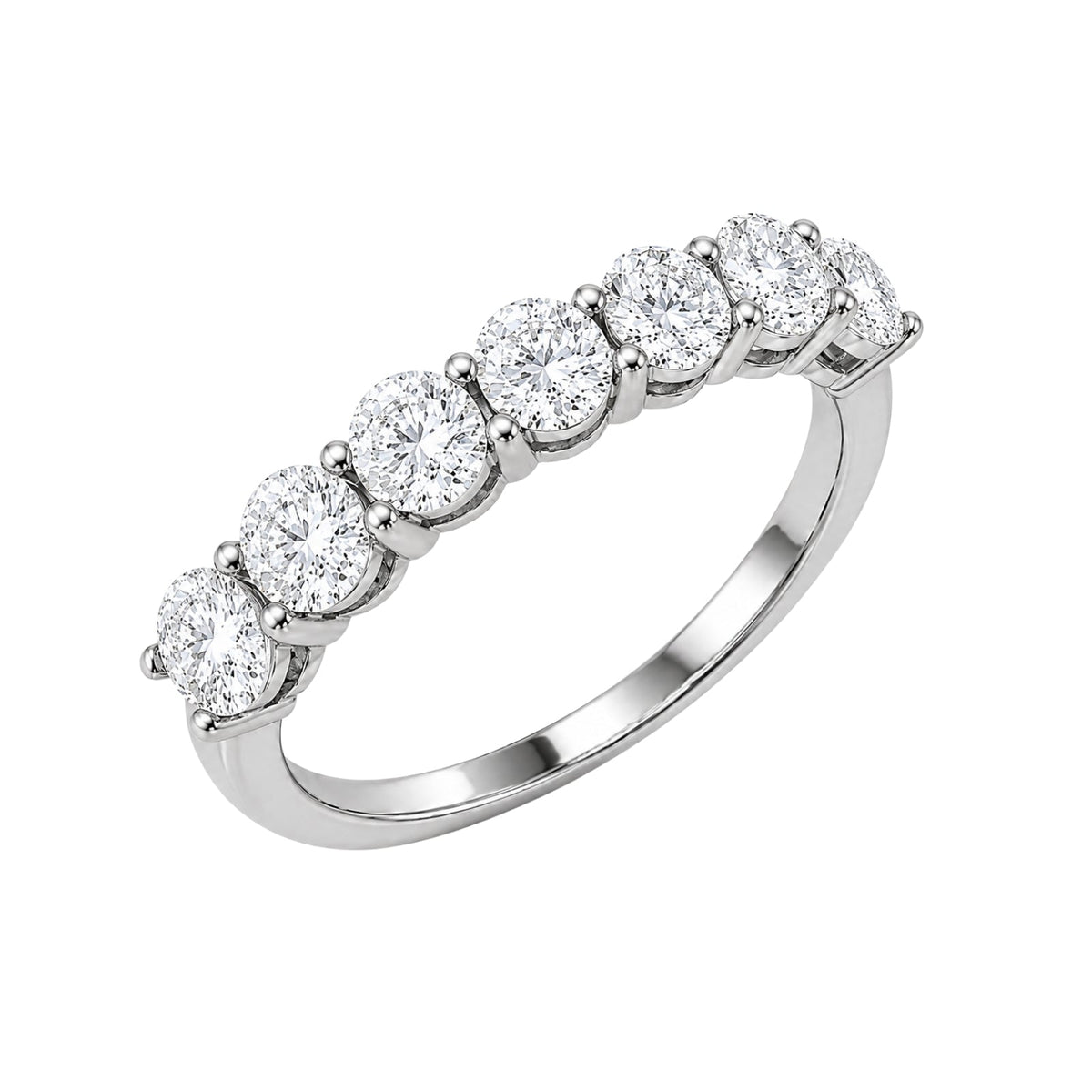 Lab-Grown Diamond Round Seven-Stone Wedding Ring in 14K White Gold or 14K Yellow Gold