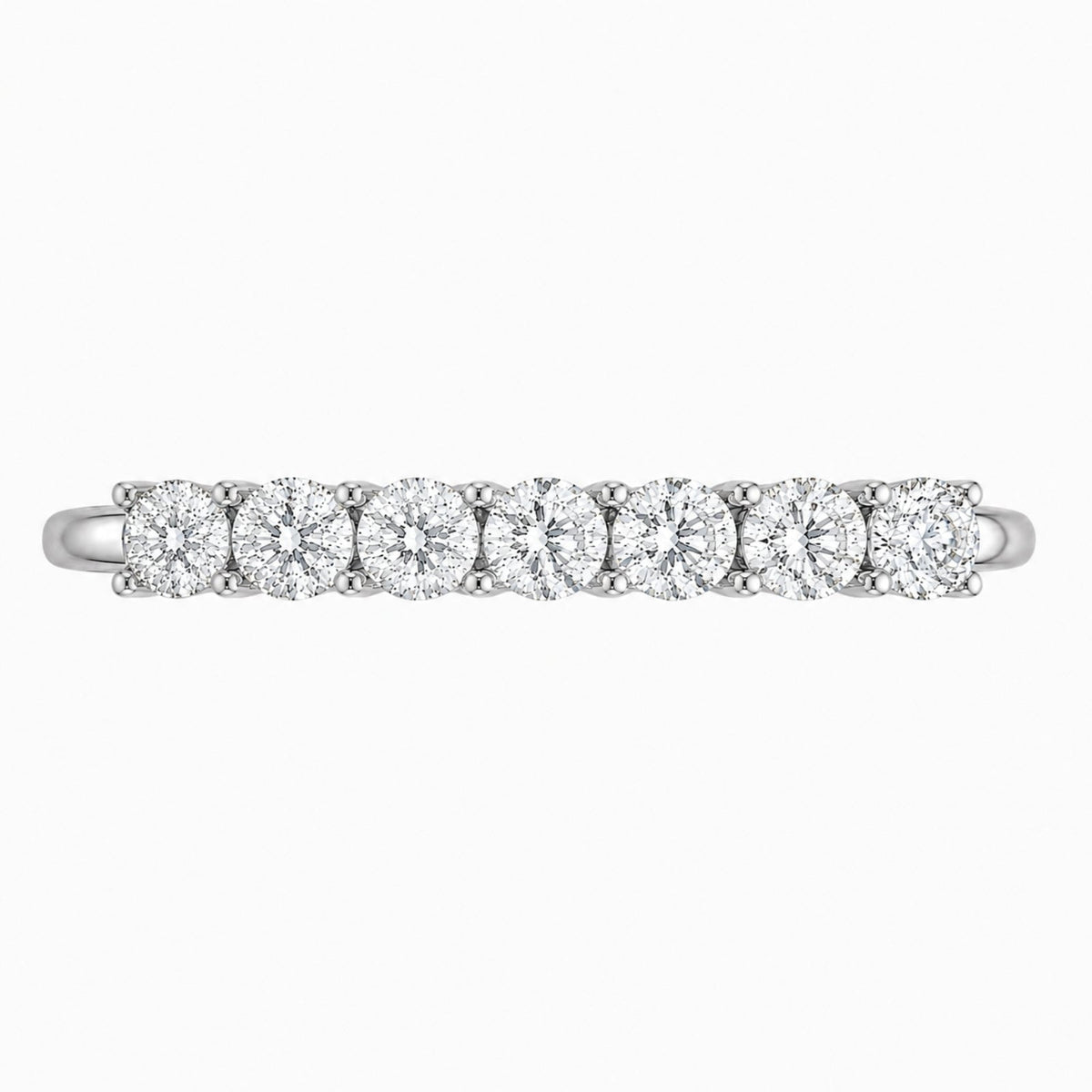 Lab-Grown Diamond Round Seven-Stone Wedding Ring in 14K White Gold or 14K Yellow Gold
