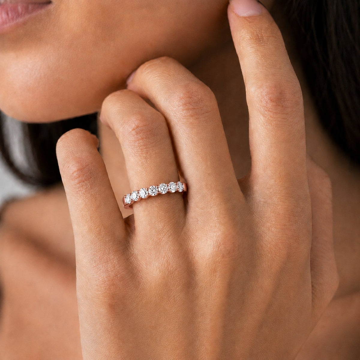 Lab-Grown Diamond Round Seven-Stone Wedding Ring in 14K White Gold or 14K Yellow Gold