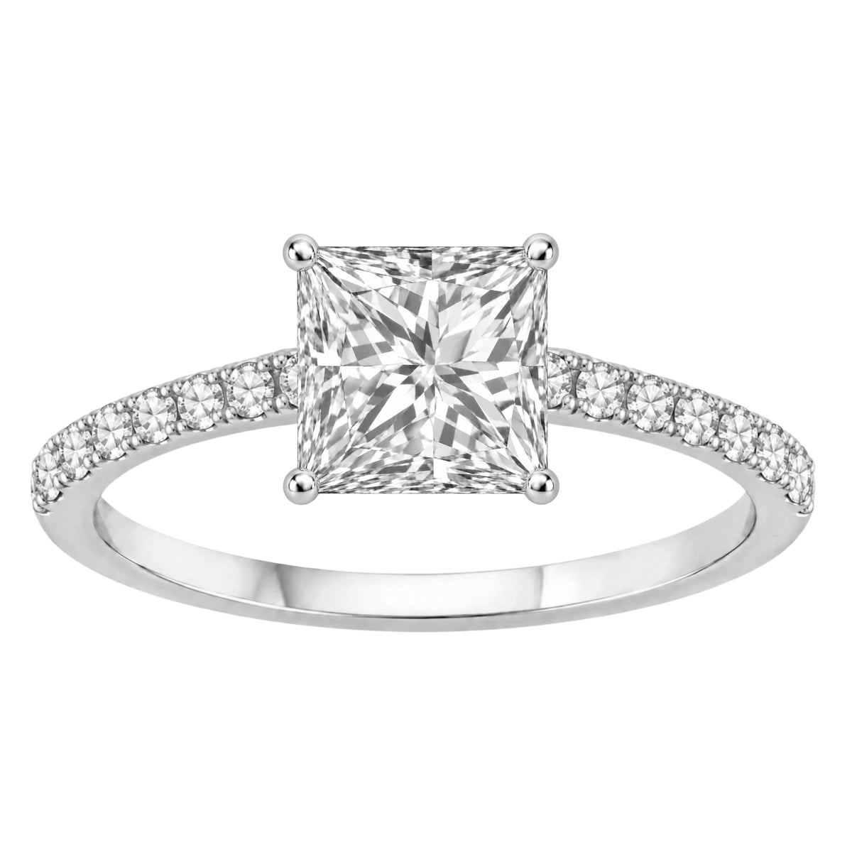 Lab-Grown Diamond Princess Solitaire Wedding Ring in 14K White Gold or 14K Yellow Gold