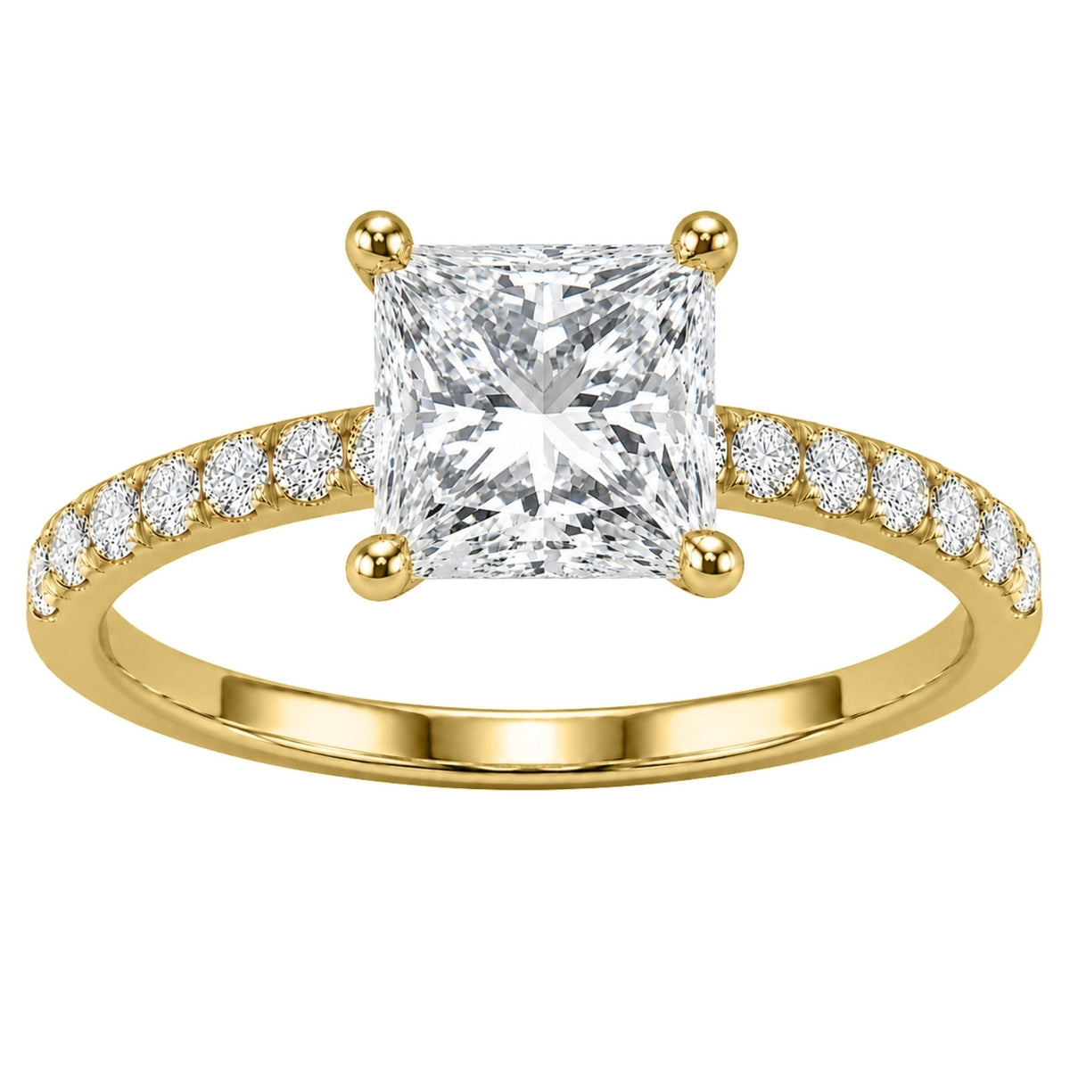 Lab-Grown Diamond Princess Solitaire Wedding Ring in 14K White Gold or 14K Yellow Gold
