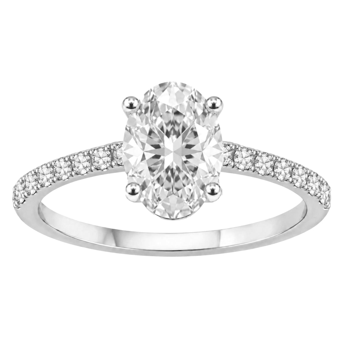 Lab-Grown Diamond Oval Solitaire Wedding Ring in 14K White Gold or 14K Yellow Gold